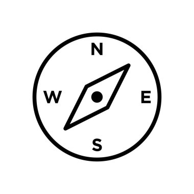 beyaz arkaplanda pusula ikon vektör tasarım şablonu