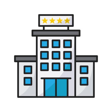 Beyaz arkaplanda otel binası ikon tasarım şablonu