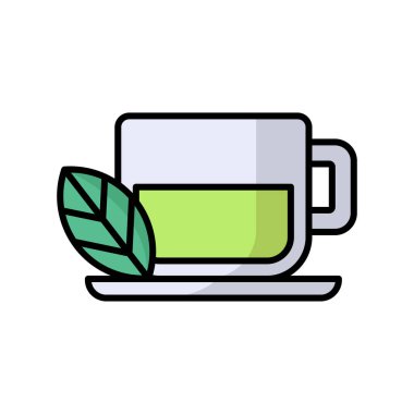 Beyaz arkaplanda çay saati ikon vektör tasarım şablonu