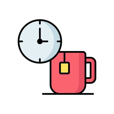 Beyaz arkaplanda çay saati ikon vektör tasarım şablonu