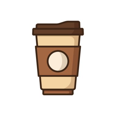 Tek kullanımlık kağıt kahve bardağı ikonu vektör tasarımı şablonu