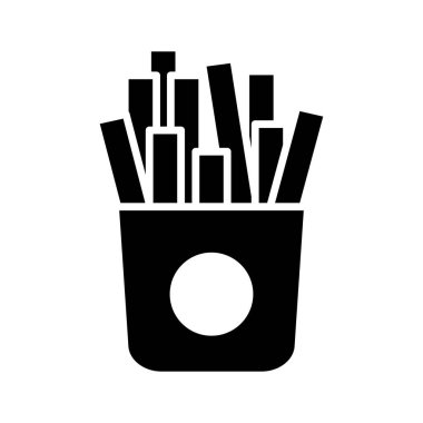 Beyaz arkaplanda patates kızartması ikon vektör tasarım şablonu