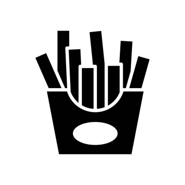 Beyaz arkaplanda patates kızartması ikon vektör tasarım şablonu