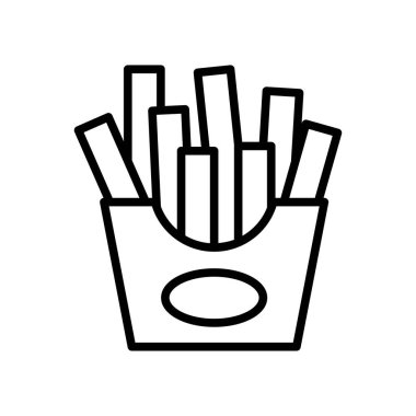 Beyaz arkaplanda patates kızartması ikon vektör tasarım şablonu