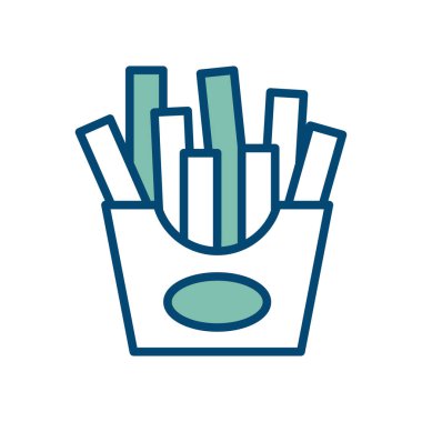 Beyaz arkaplanda patates kızartması ikon vektör tasarım şablonu