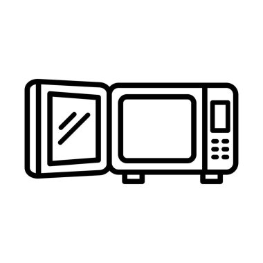 Beyaz arkaplanda mikrodalga ikon vektör tasarım şablonu