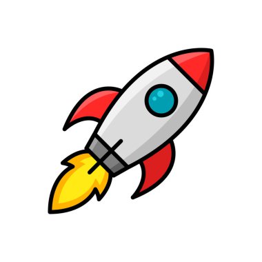 Beyaz arkaplanda roket simgesi tasarım şablonu