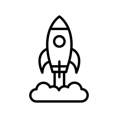 Beyaz arkaplanda roket simgesi tasarım şablonu