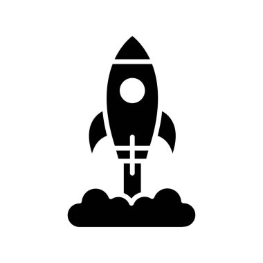 Beyaz arkaplanda roket simgesi tasarım şablonu