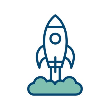 Beyaz arkaplanda roket simgesi tasarım şablonu