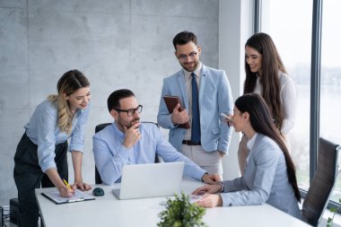 Corporate business team and executive manager in a meeting at office.