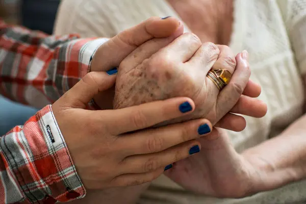 Senior Young Holding Hands — Stock Photo, Image