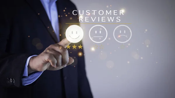 Customer Review Satisfaction Feedback Survey Concept Business People Rate Service — Stock fotografie