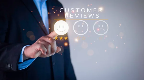 Customer Review Satisfaction Feedback Survey Concept Business People Rate Service Stock Photo