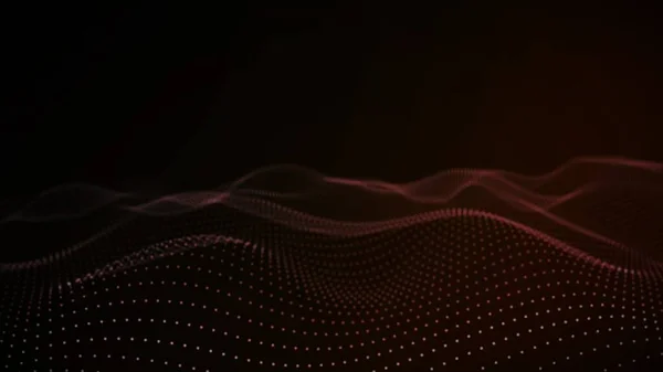 Colorful particles wave motion background. Techy wave particles background.