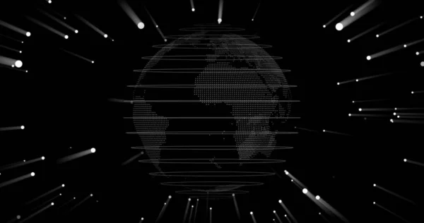 Techy earth isolate on white. Black and white earth. Dot particle showing the Internet connectivity all over the world. perfect for video presentations. 3d dot earth.