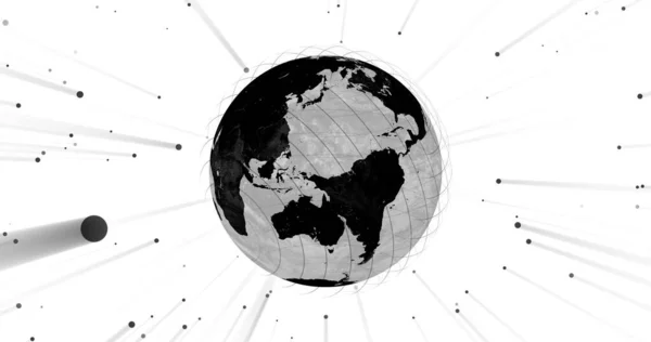 Techy earth isolate on white. Black and white earth. Dot particle showing the Internet connectivity all over the world. perfect for video presentations. 3d dot earth.