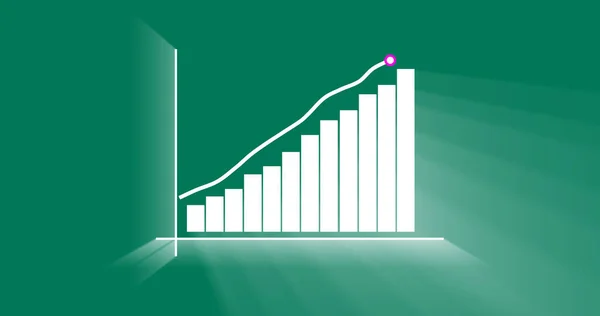 Simple business graph growth. Business graph showing growing line or arrow. 3d business success presentation.