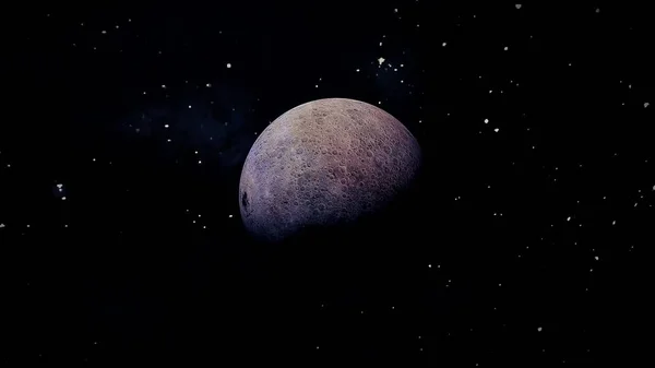 Blue moon with stars. photo realistic 3d planet.