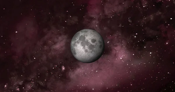 Planet moon with colorful galaxy . 3d Moon planet on space with colorful starry night. front view of the moon from space. view earth 4k resolution.