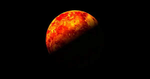 planet Venus spinning and sun rise. front view of Venus planet from space. full 3d view of Venus