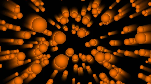 Brown color particles glowing on black. Abstract particles