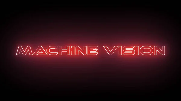 Red color Machine vision icon isolated on black background.