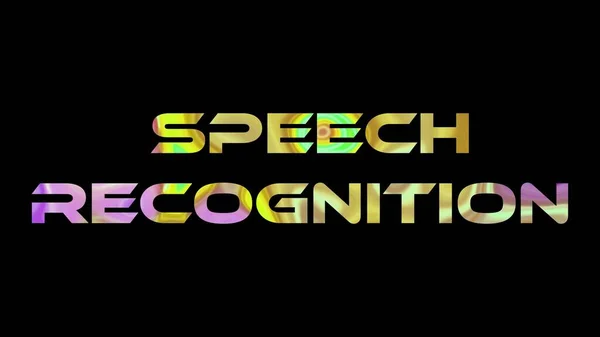Speech Recognition text on black background. Multicolored glossy technological word written on black.