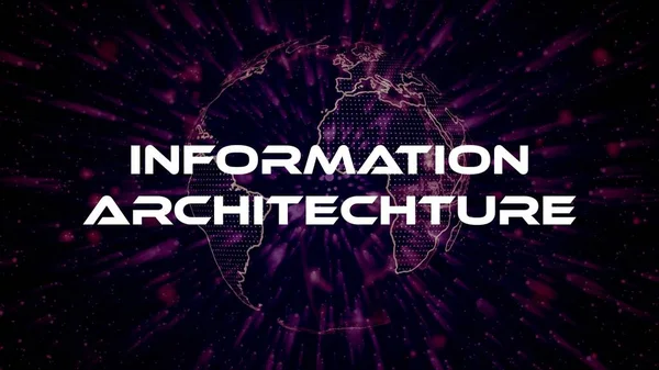 Information Architecture text concept on si-fi particles background. Dot particles technological earth.