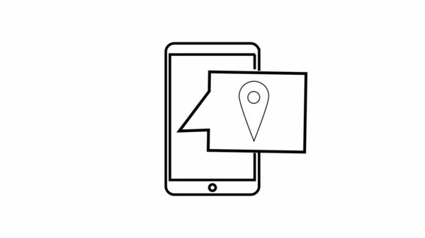 Location and mobile icon on a white color background.