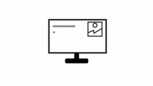 Computer monitor screen line icon on white background.