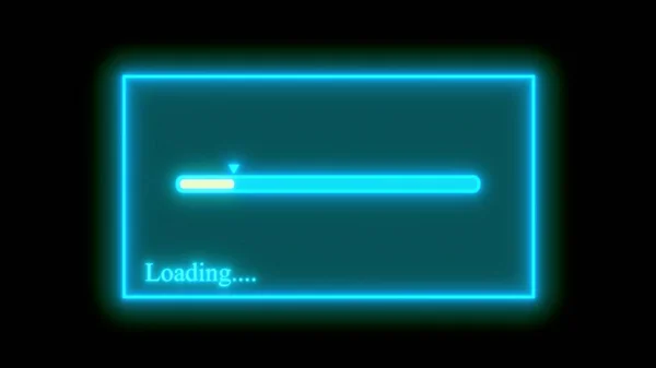 Cyan color neon light loading bar icon on a cyan background.