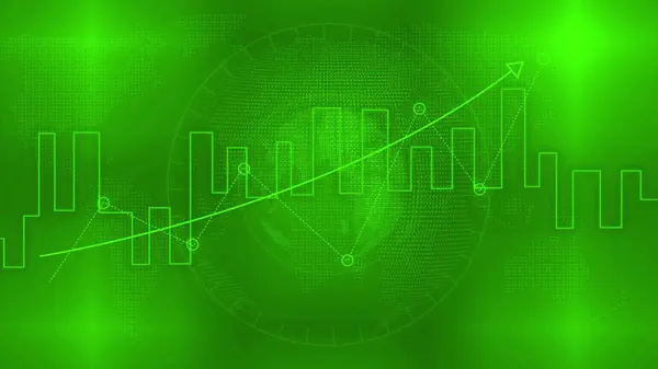 Isolated business growth and success, graphics with glow green color and rising arrow illustration background.