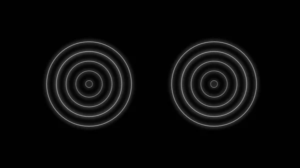 Digital technology radio wave seamless circle line on black background.