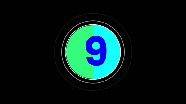 Alphabet number on circle wave and black background . number 9
