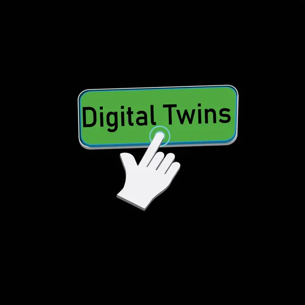 Click Rectangle Digital twins button design, Finger pressing button symbol illustration background.