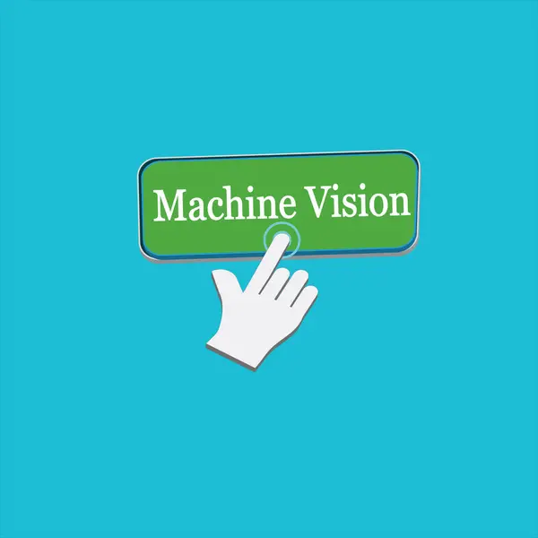 Click Rectangle Machine Vision button design, Finger pressing button symbol illustration background.