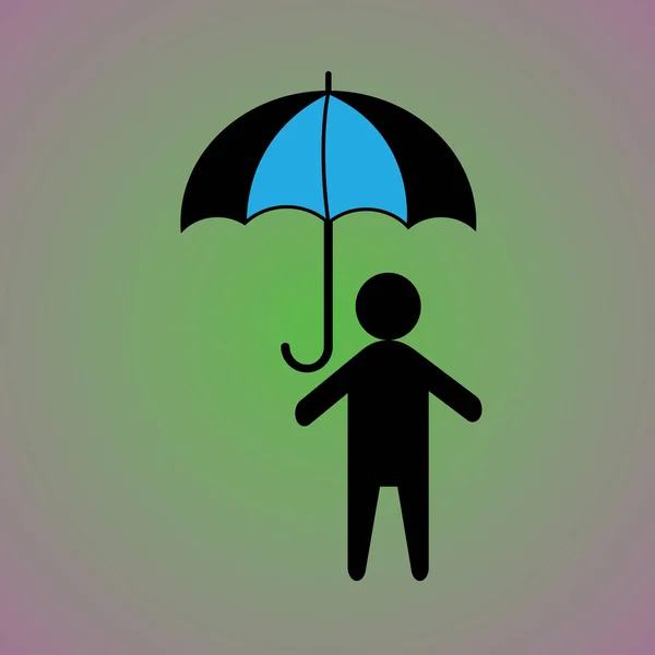 Man holding umbrella protection concept illustration background.