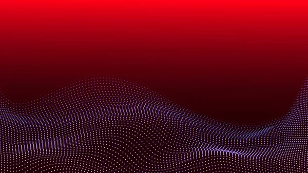 gray color wave dots particles on red color illustration background.