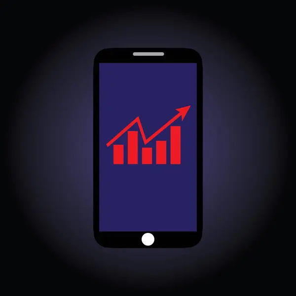 Business graph on mobile display. business profit and loss graph. illustration background.