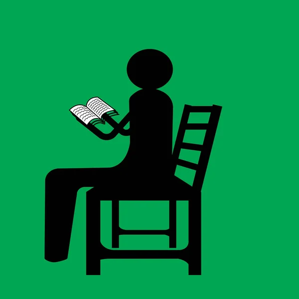 Simple icon sitting on a chair and reading book design concept illustration background.