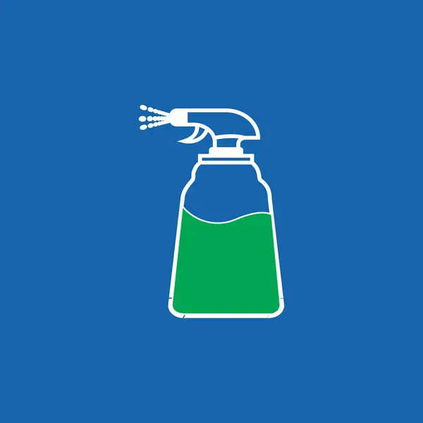 Green color window Cleaner liquid Spray bottle icon on cyan color illustration background.