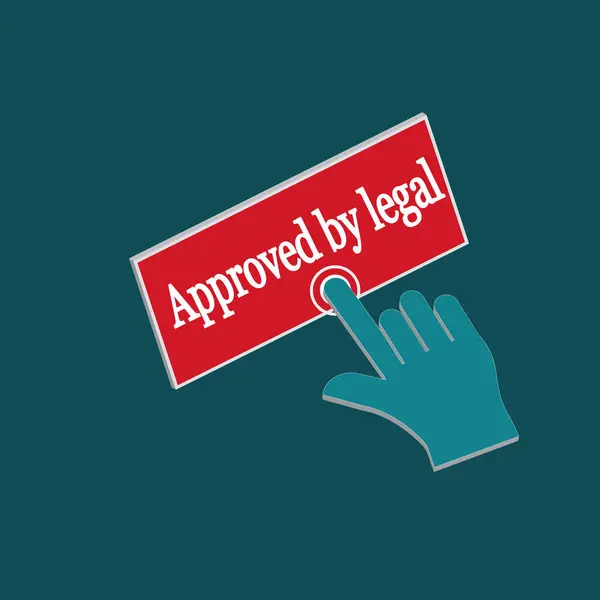 Click Rectangle Approved by legal button design, Finger pressing button symbol illustration background.