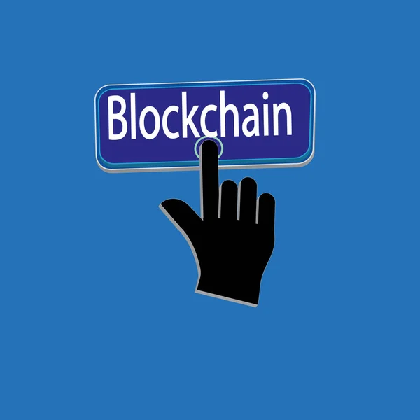 Click Rectangle Block chain button design, Finger pressing button symbol illustration background.