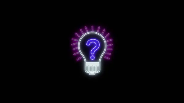 Neon light bulb icon on black background. Concept of idea and innovation.