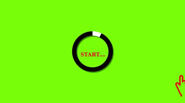 Minimalist start button icon on a bright green background. Suitable for technology and concept designs.