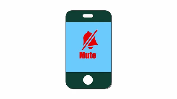Smartphone with mute icon on screen isolated on white background.