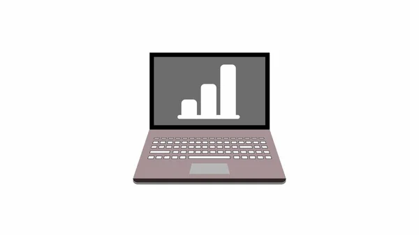 Laptop displaying a bar chart icon symbolizing data analysis or business reporting.
