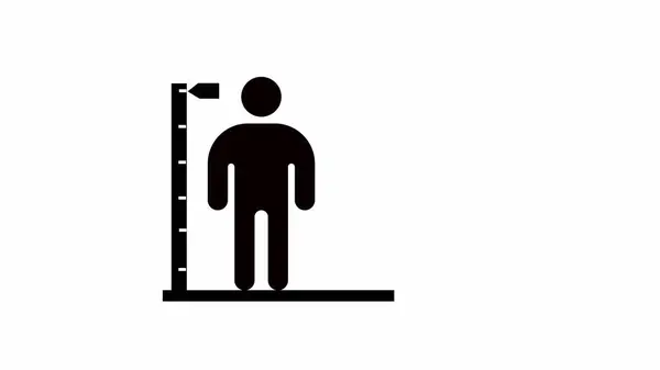 Icon of a person with a height measurement scale simple black and white design.