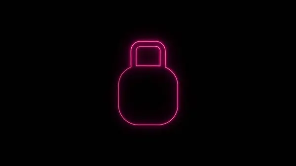 Neon pink lock icon on a black background.